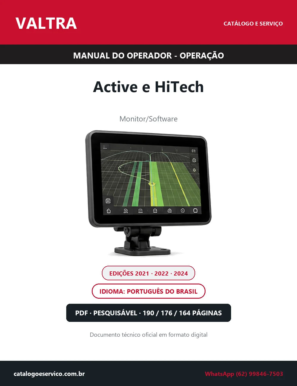 Manual do Operador — Operação Valtra Active e HiTech — Edições 2021 e 2022 e 2024 — 190 e 176 e 164 Páginas em PDF