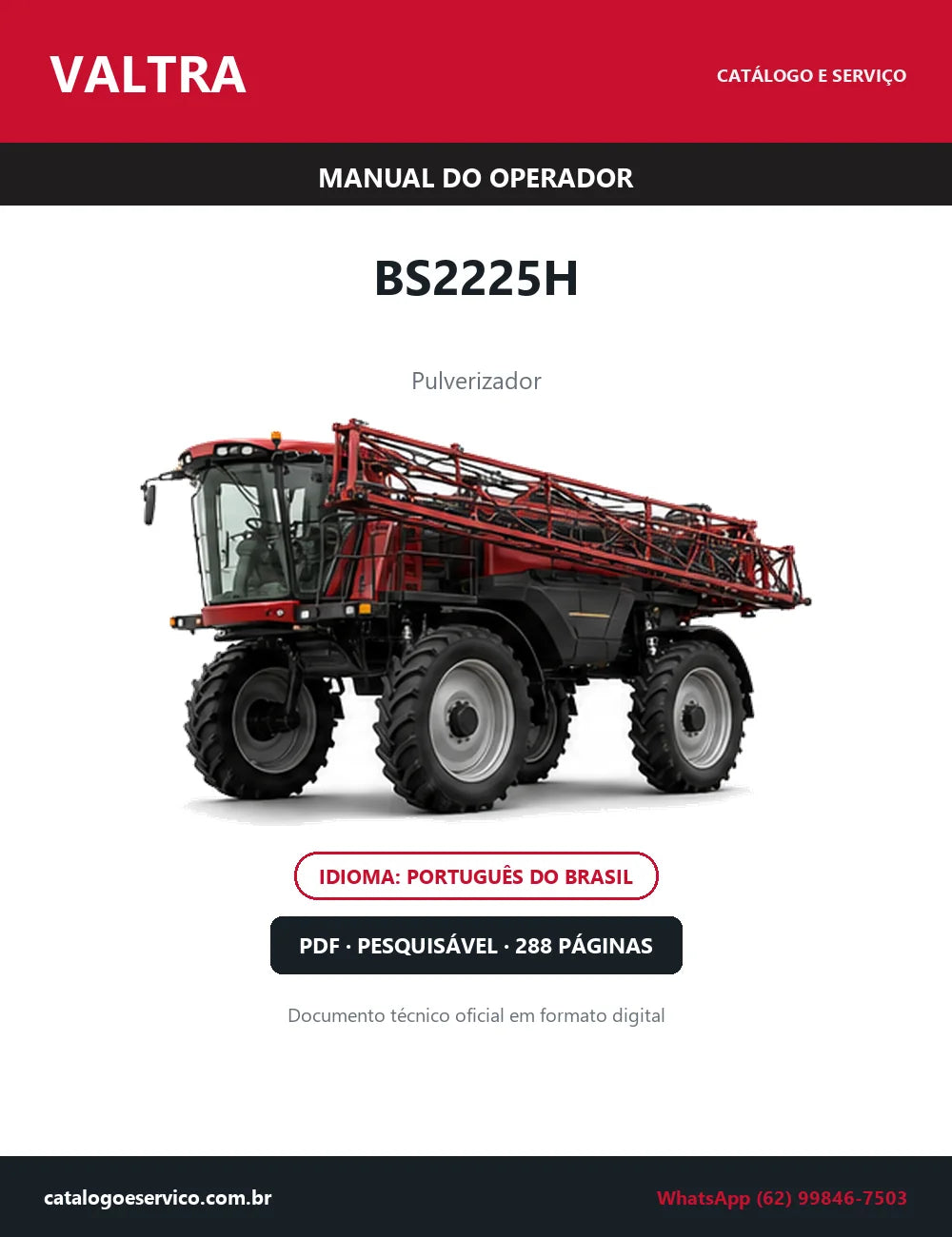 Manual do Operador Valtra BS2225H — Pulverizador — 2023 — 288 Páginas em PDF