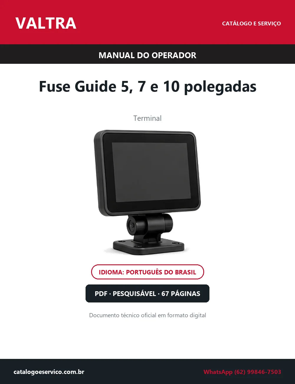 Manual do Operador Valtra Fuse Guide 5, 7 e 10 polegadas — 2023 — 67 Páginas em PDF