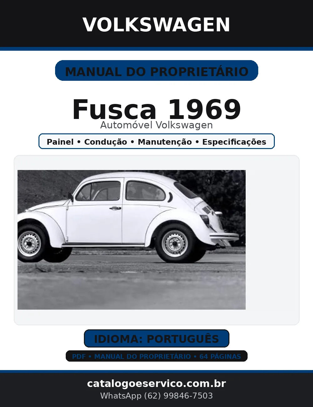 Manual do Proprietário Volkswagen Fusca 1969 — em Português (PDF) — capa