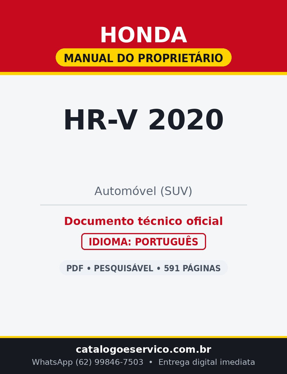 Manual do Proprietário Honda HR-V 2020 — SUV