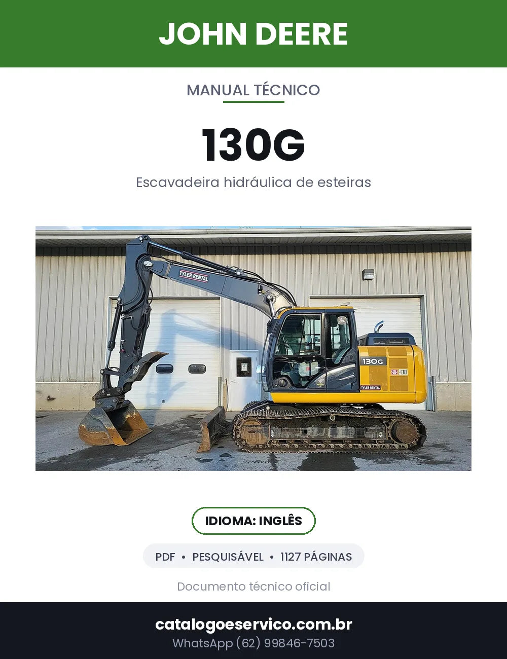 Capa — Manual Técnico John Deere 130G em PDF