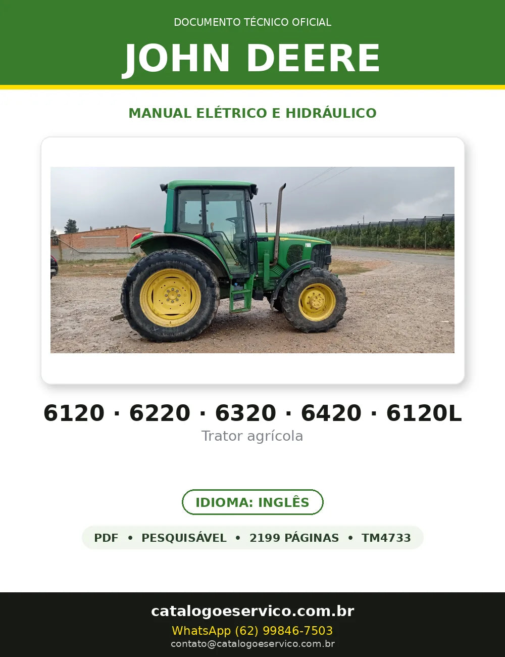 MANUAL ELÉTRICO HIDRÁULICO JOHN DEERE - 6120, 6220, 6320, 6420, 6120L — capa