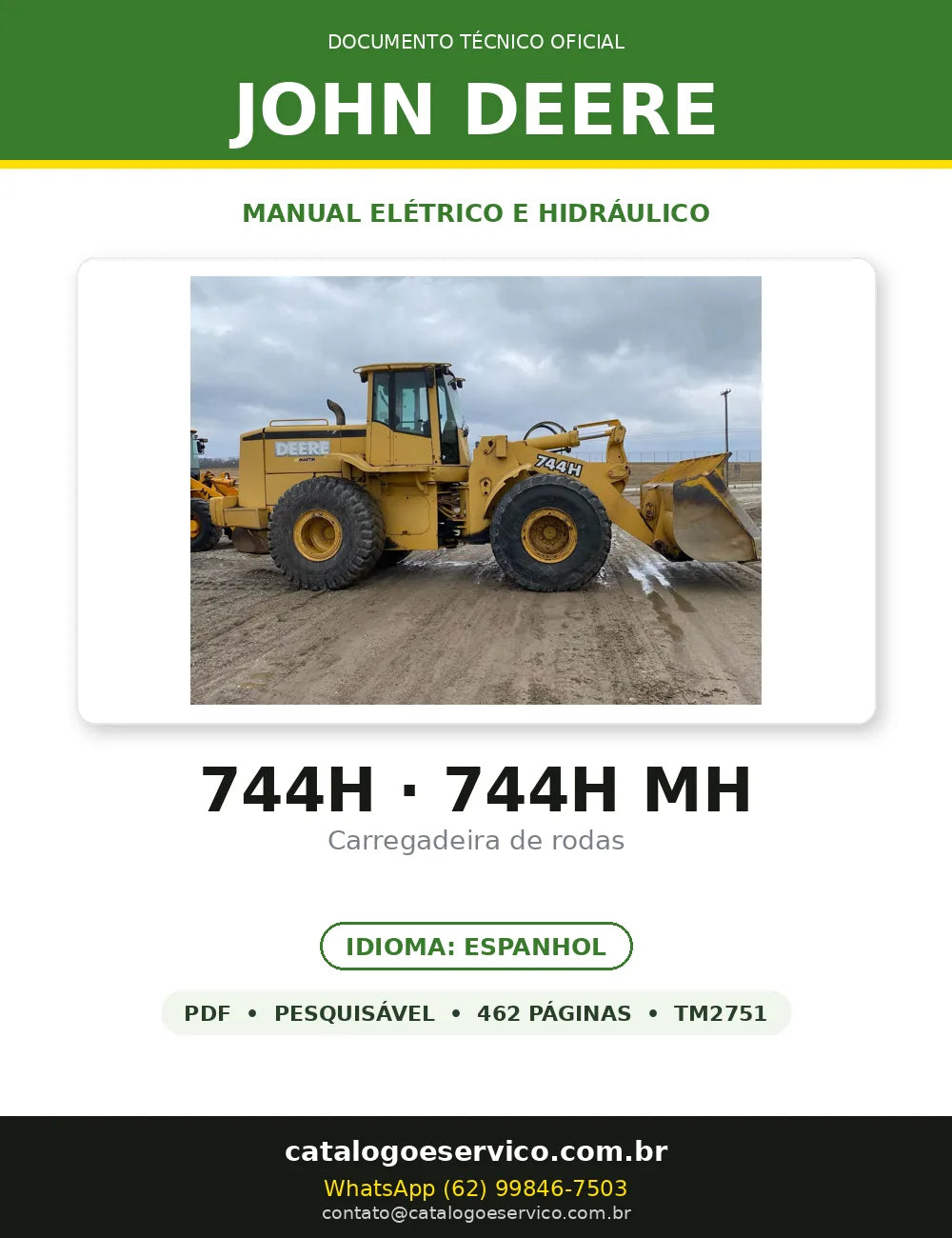 MANUAL ELÉTRICO HIDRÁULICO JOHN DEERE - 744H, 744H MH - CARREGADEIRA — capa