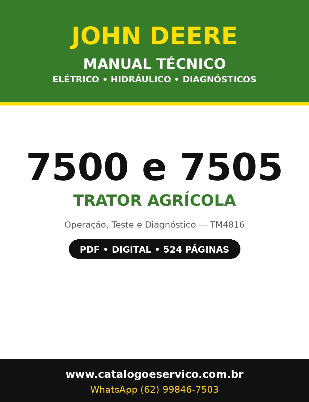 Manual Elétrico Hidráulico John Deere 7500 e 7505 + Diagnósticos