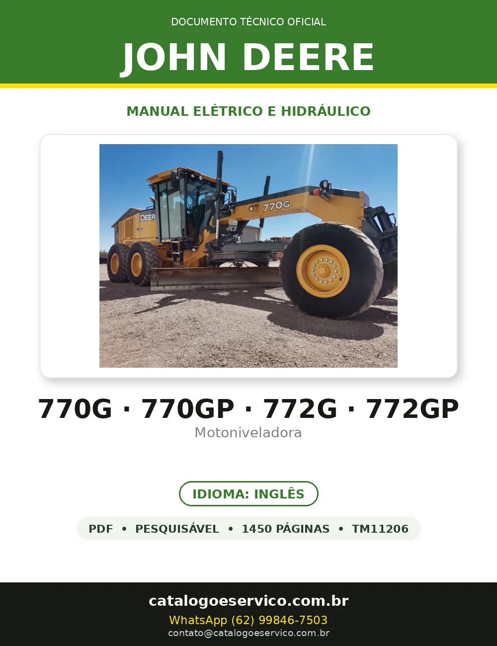 MANUAL ELÉTRICO HIDRÁULICO JOHN DEERE - 770G, 770GP, 772G, 772GP — capa