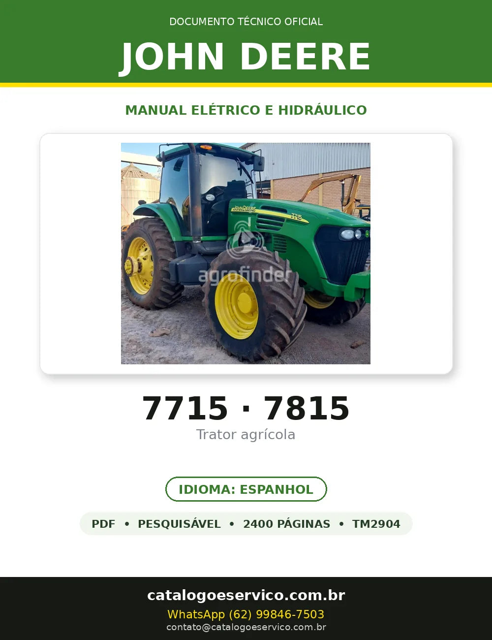 MANUAL ELÉTRICO HIDRÁULICO JOHN DEERE - 7715, 7815 - TRATORES — capa