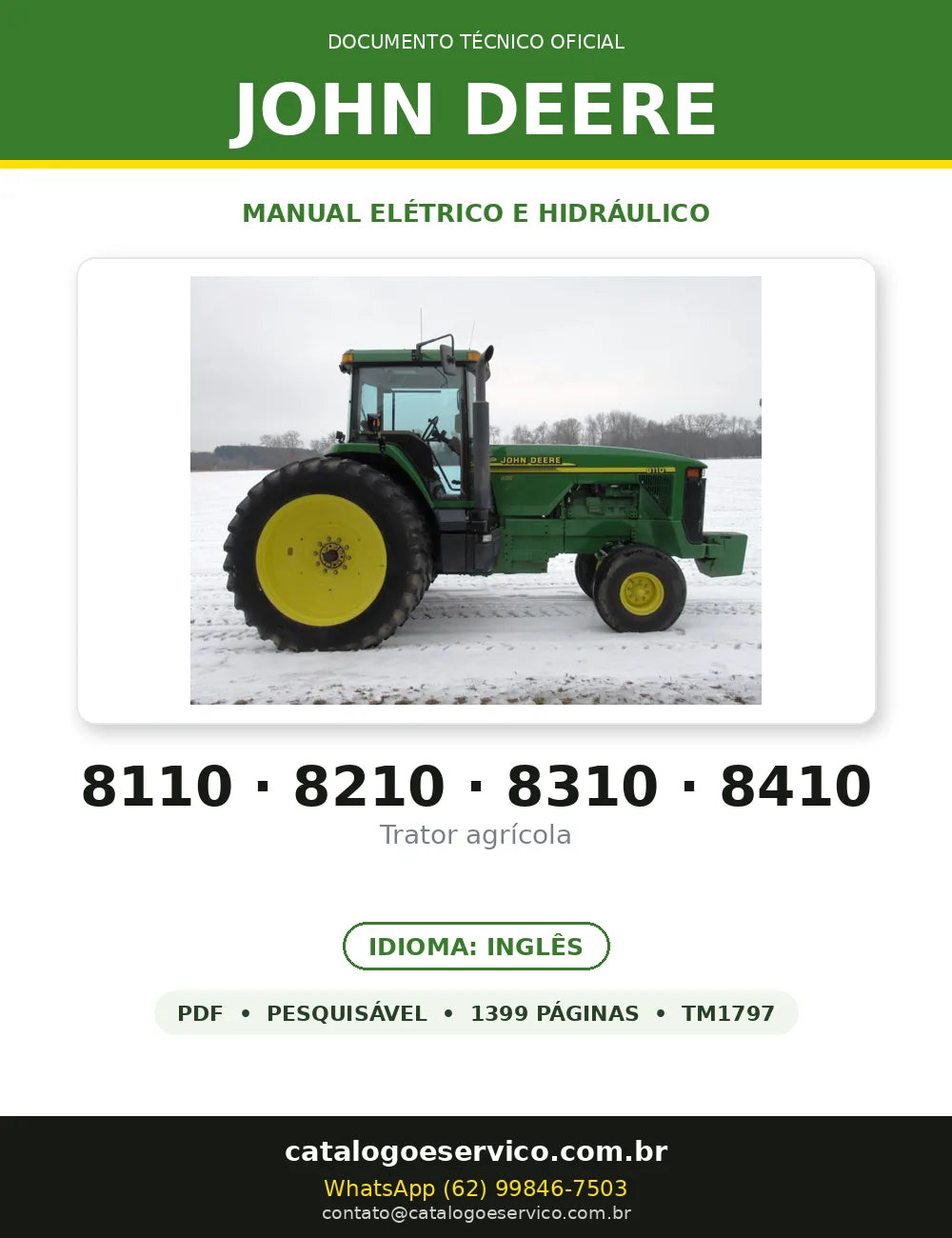 MANUAL ELÉTRICO HIDRÁULICO JOHN DEERE - 8110, 8210, 8310, 8410 — capa