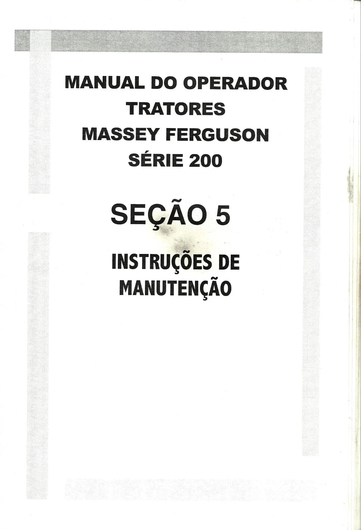 Manual do Operador (Instruções) — Tratores Massey Ferguson Série 200 — página interna