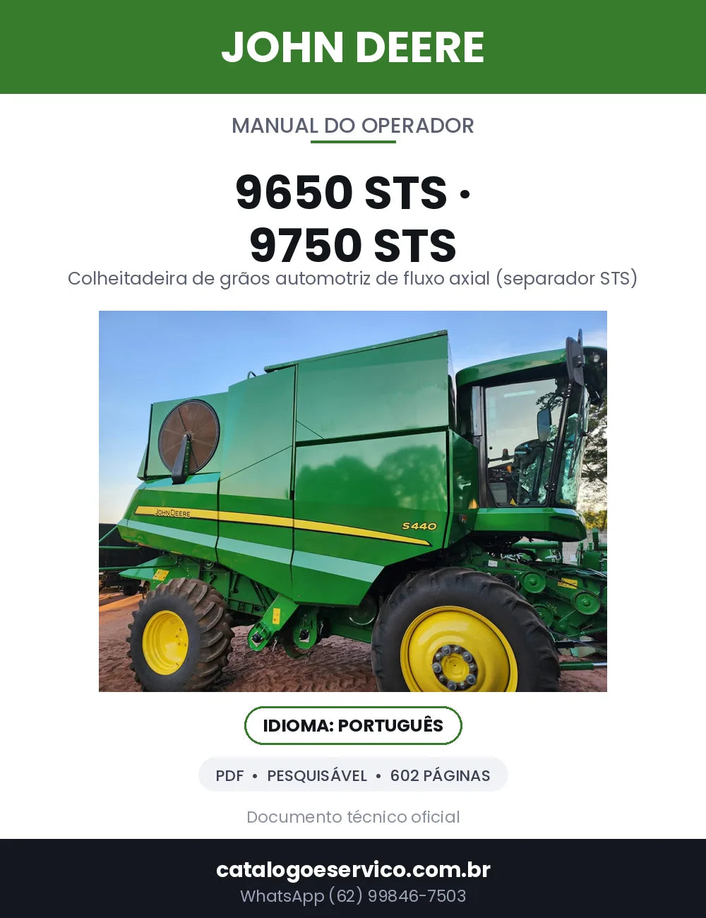 Capa — Manual do Operador John Deere 9650 STS / 9750 STS em PDF