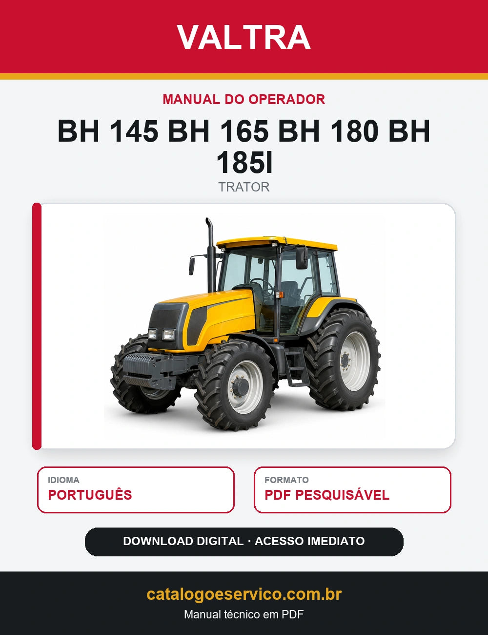 Manual Operador Tratores Valtra Bh 145 Bh 165 Bh 180 Bh 185i