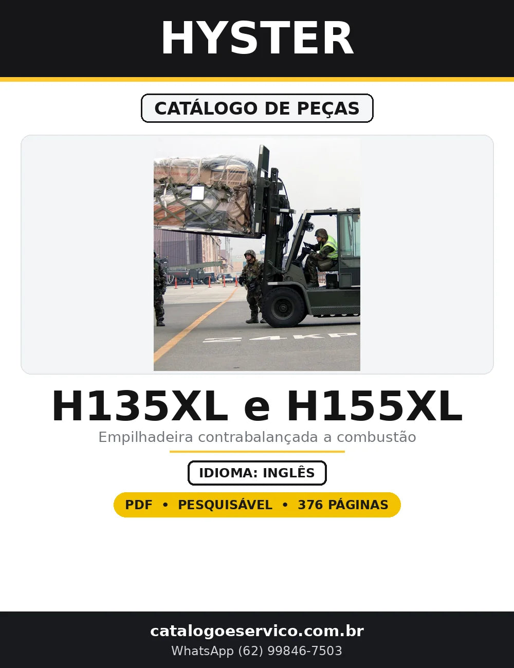 Capa do Catálogo de Peças Hyster H135XL e H155XL em PDF com 376 páginas