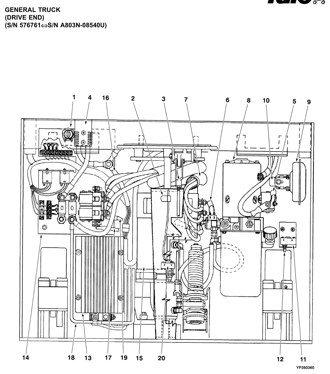 Detalhe de componentes ilustrados no Catálogo de Peças Yale MPE060-080LC/SC