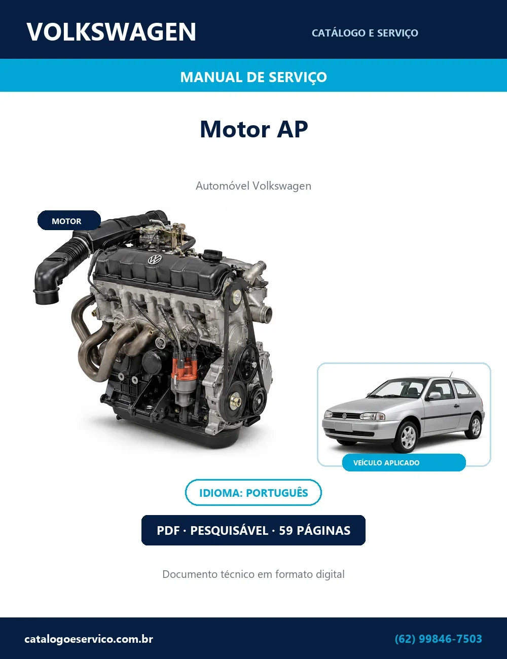 Manual de Serviço Volkswagen Motor AP — alimentação e escape — 59 págs. — capa