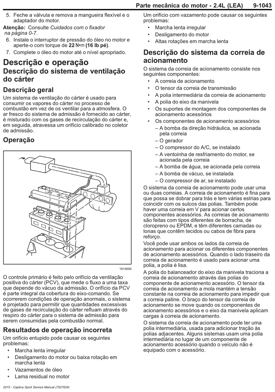 Página interna 2 — Manual de Serviço Chevrolet Motores 2.4L Ecotec e 3.0L V6