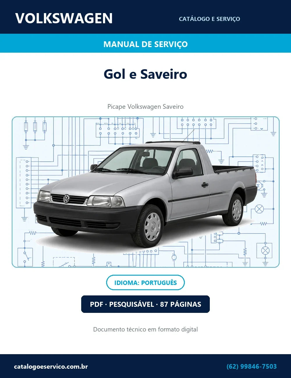 Manual de Serviço Volkswagen Gol e Saveiro — sistema elétrico — 87 págs. — capa