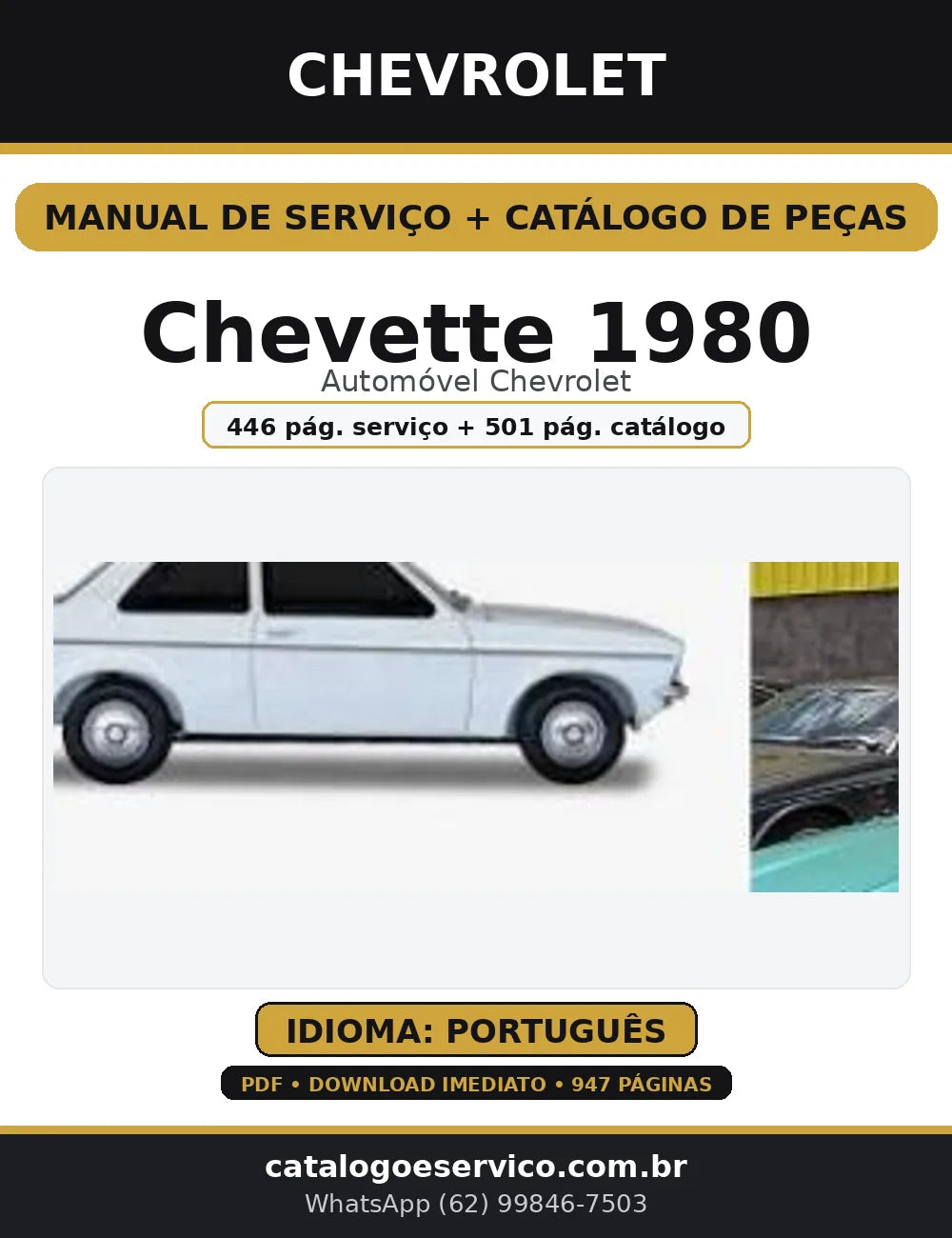 Manual de Serviço + Catálogo de Peças Chevrolet Chevette 1980 — Português (PDF) — capa