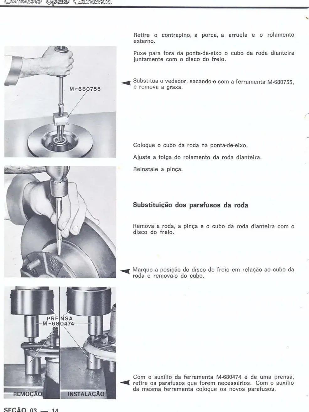 Página interna 1 — Manual de Oficina Chevrolet Opala, Comodoro e Caravan