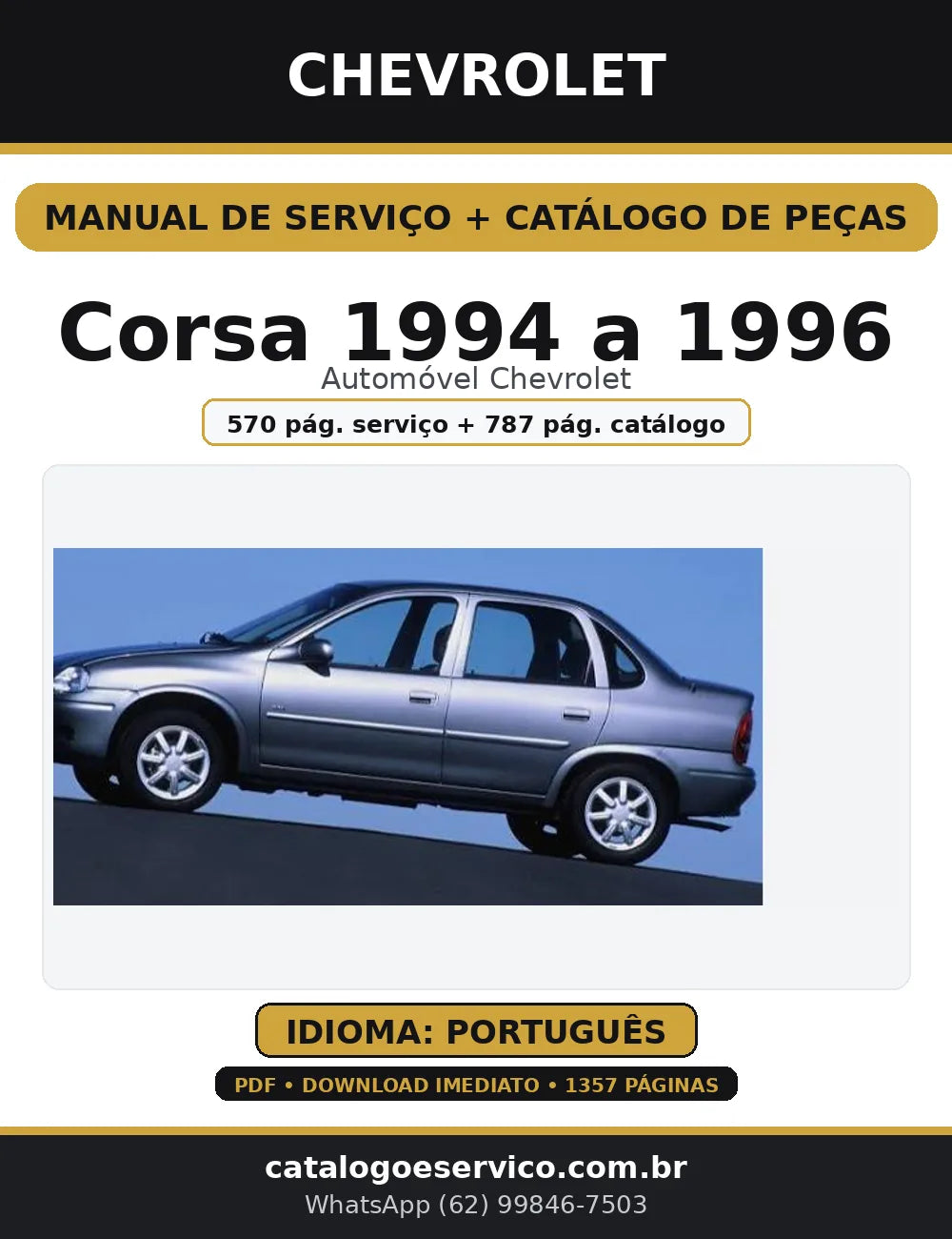 Manual de Serviço + Catálogo de Peças Chevrolet Corsa 1994 a 1996 — Português (PDF) — capa