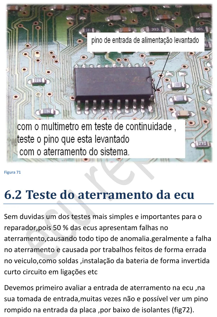 Página interna com ilustração técnica — Multimarcas L9134 / ECU Repair / Magneti Marelli IAW 1G7 SD 10 (amostra 1 de…