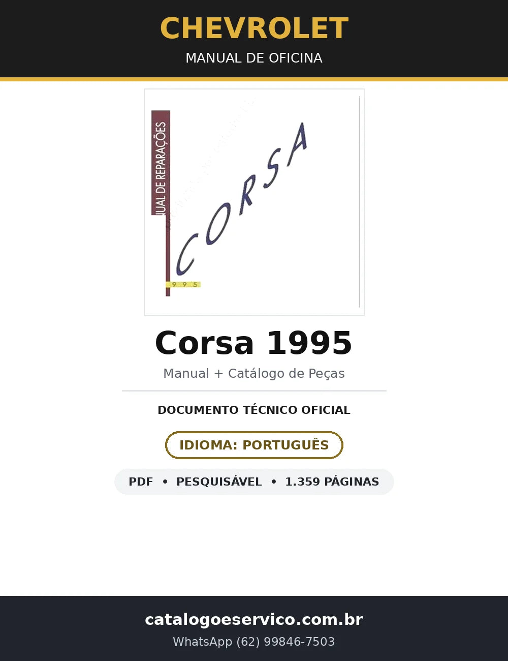 Manual de Oficina + Catálogo de Peças Chevrolet Corsa 1995 (1.359 págs.) — capa