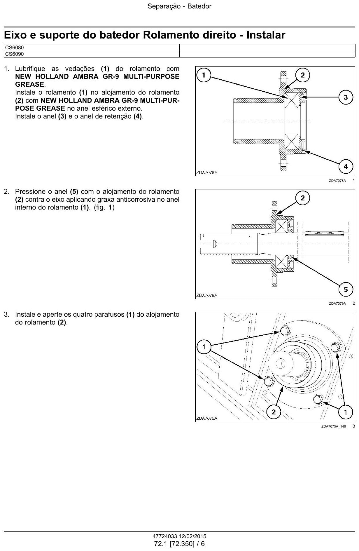 Manual de Servico Oficina Colheitadeira CS6080 CS6090 PDF Reparo Completo