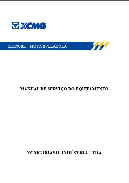 Folha de rosto do manual de serviço do equipamento da motoniveladora XCMG GR1803BR
