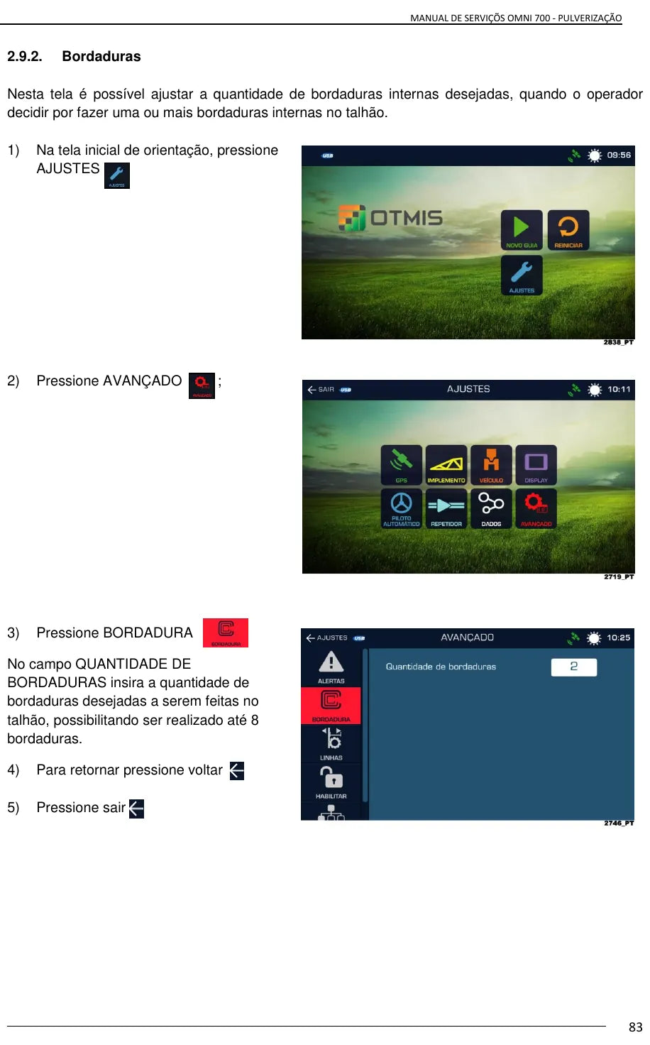 Manual de Serviços Jacto Otmis Omni 700 — amostra 3 de página interna do documento
