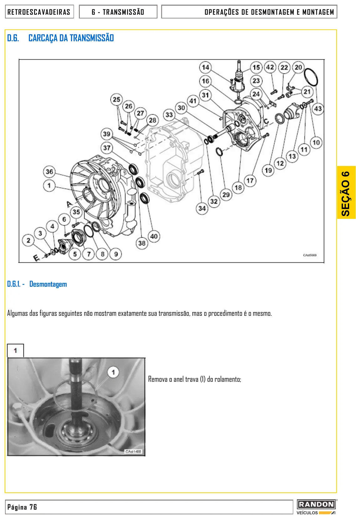 Página interna do Manual de Serviço Randon RD406 / RD406 Advanced — Retroescavadeira
