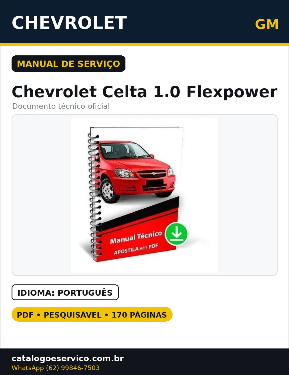 Manual Serviços Reparação Chevrolet Celta 1.0 Flexpower P