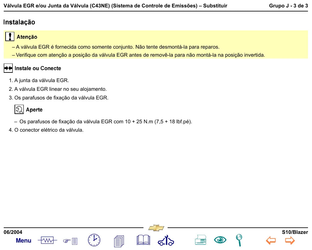 Página interna 1 — Manual de Serviço Chevrolet S10 e Blazer 2004