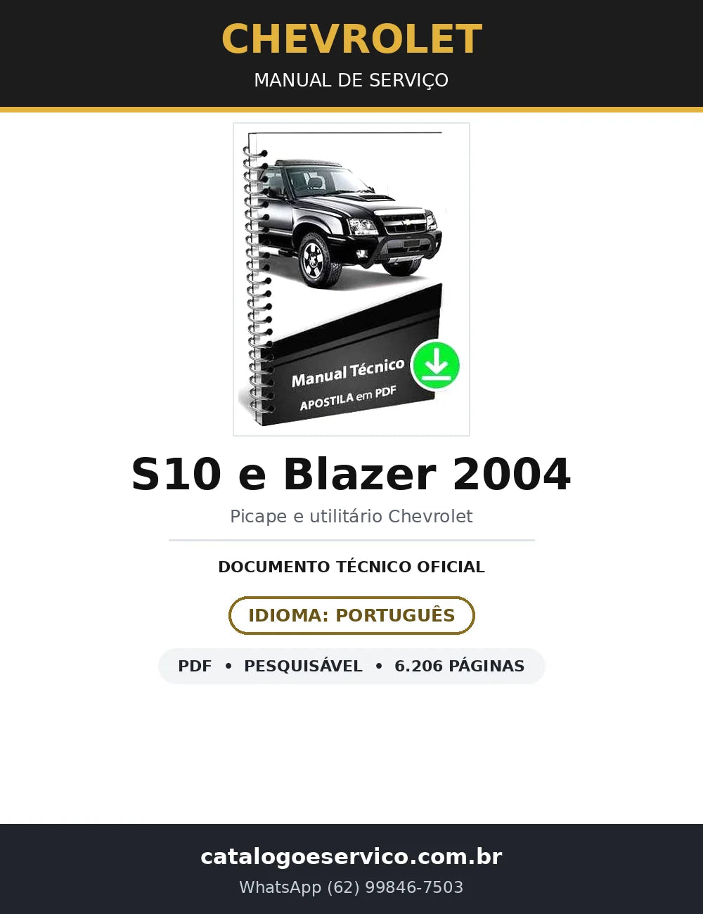 Manual de Serviço Chevrolet S10 e Blazer 2004 (6.206 págs.) — capa