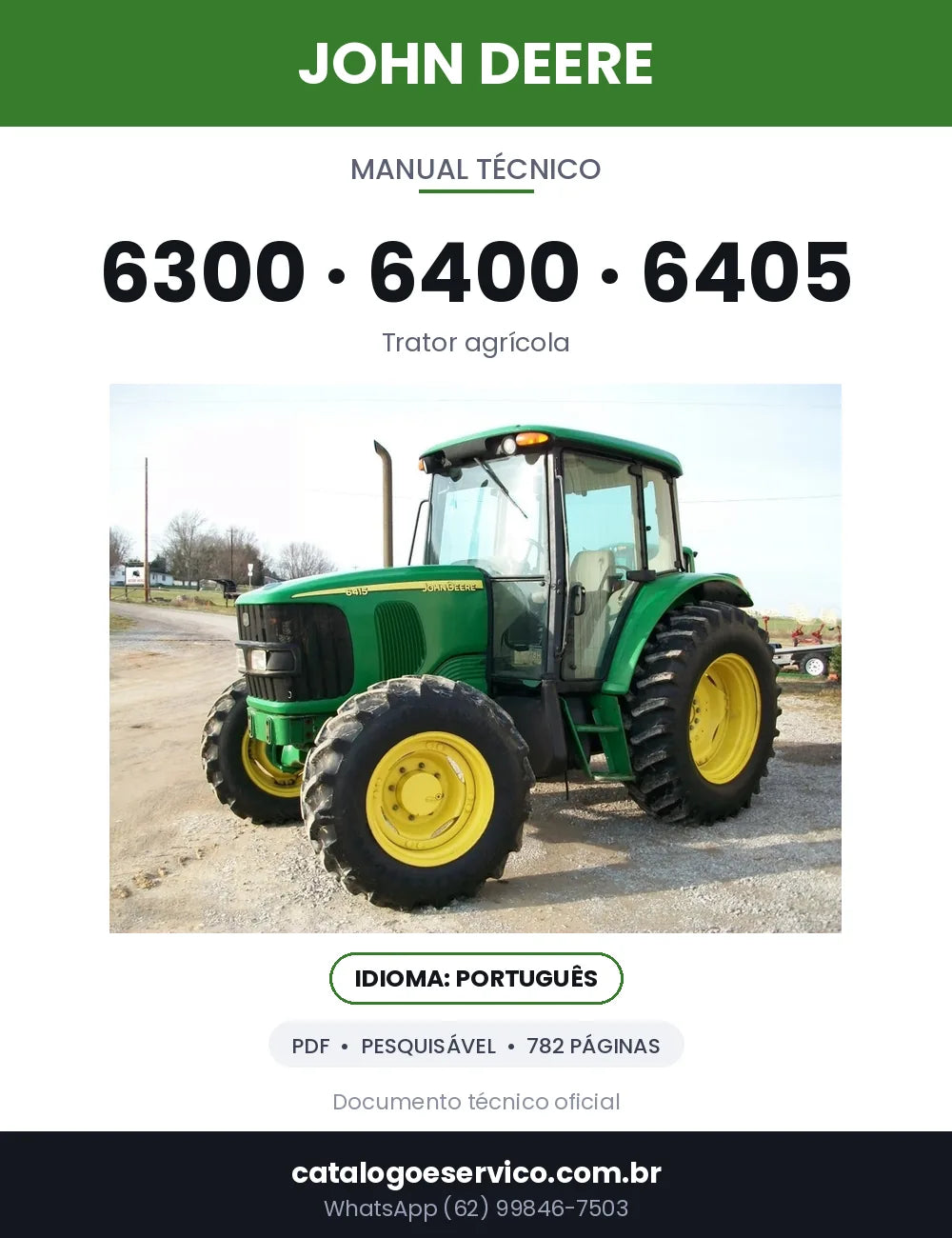 Capa — Manual Técnico John Deere 6300 / 6400 / 6405 em PDF