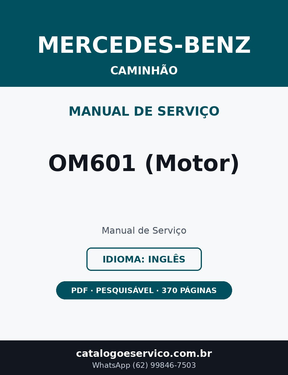 Manual de Serviço Mercedes-Benz OM601 (Motor) (Inglês)