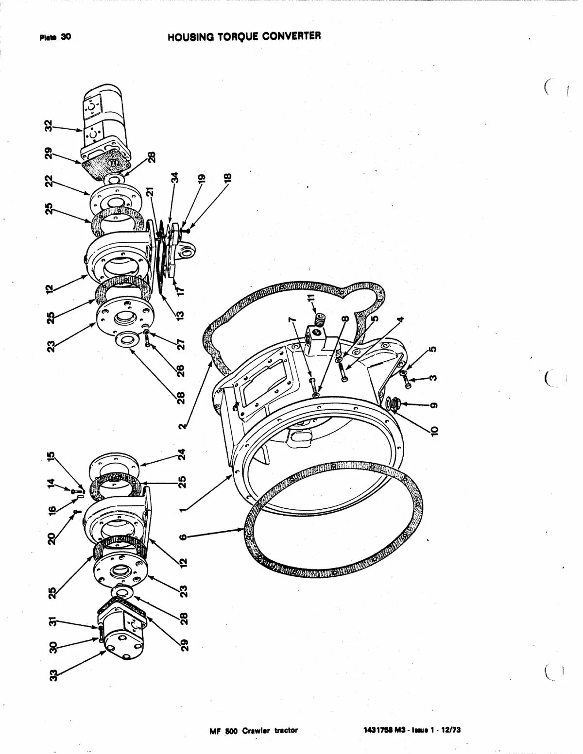 Massey Ferguson MF500 Trator Esteira — trator, vista explodida 2