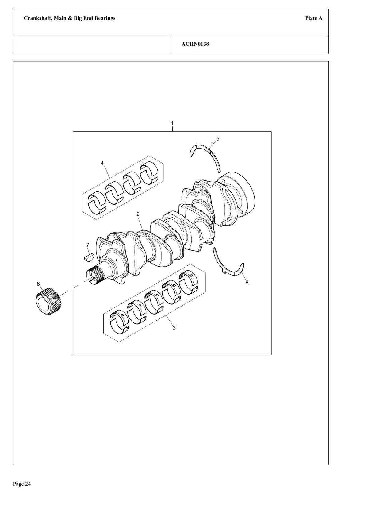 Perkins Motor 3058 — motor, vista explodida 1