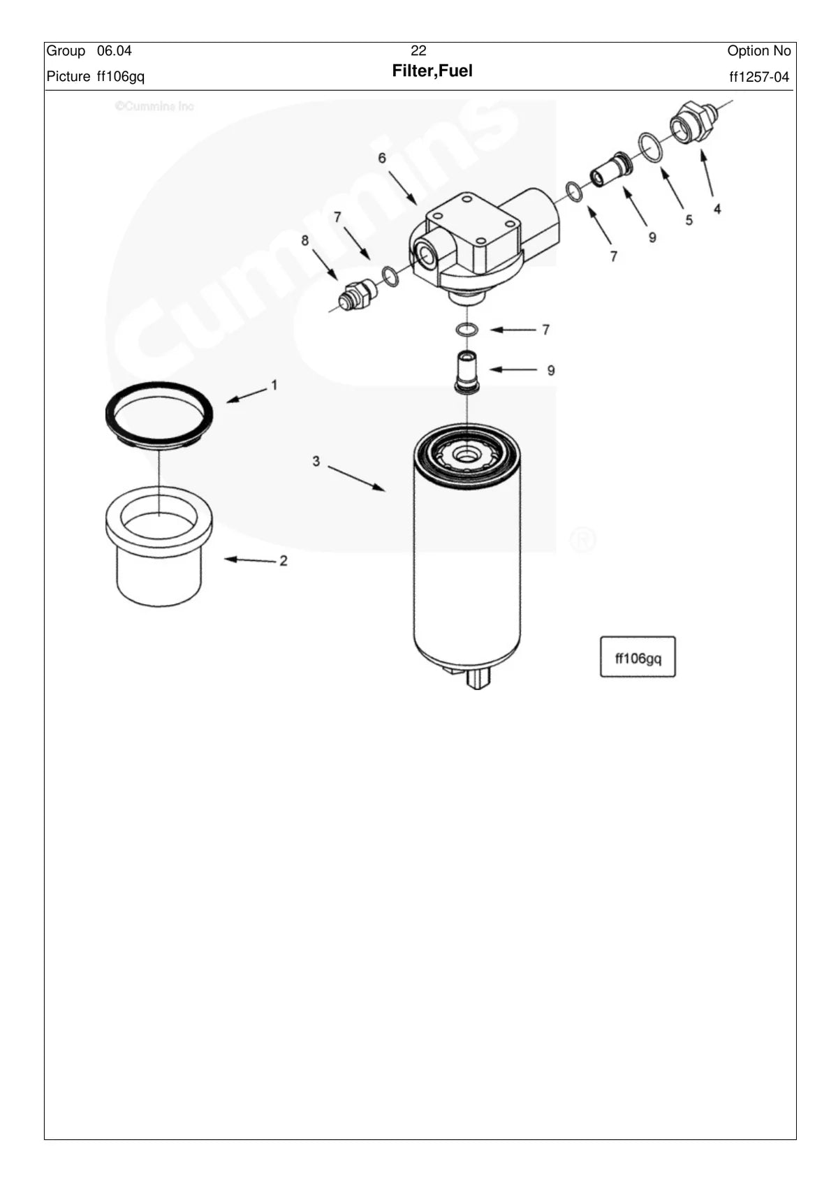 Cummins Motor QSX15 — motor, vista explodida 3