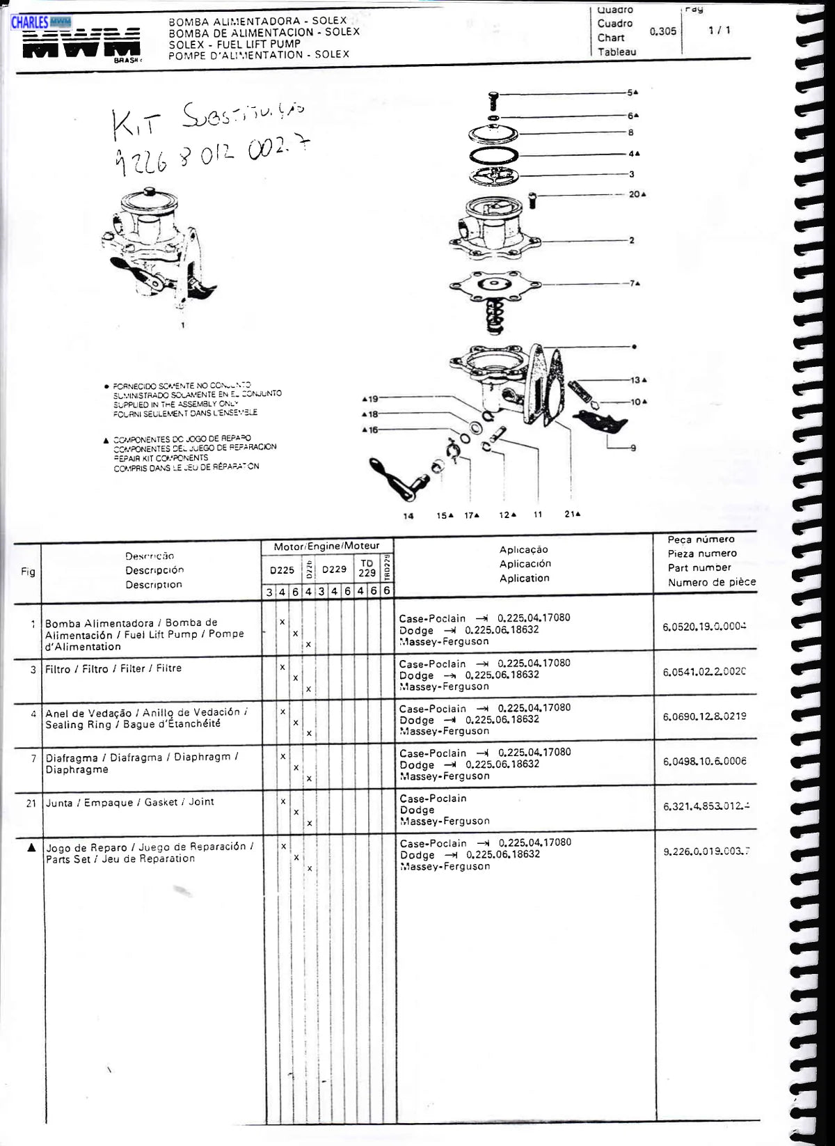 Mwm Motor D225, D226, D229, TD229 — motor, vista explodida 2