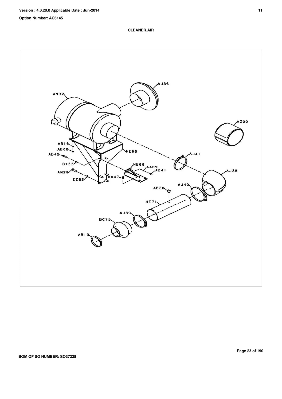 Cummim Motor Kta 38 11 — motor, vista explodida 1