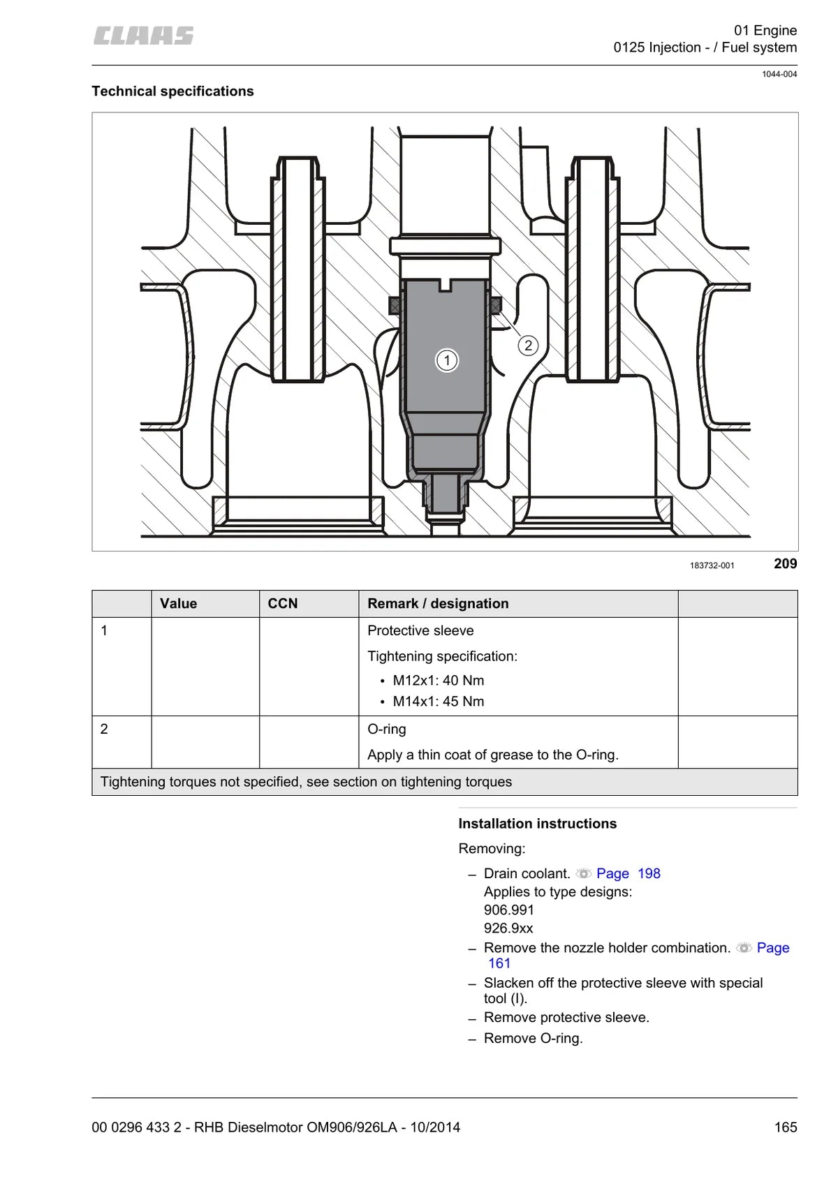 OM906LA, OM926LA Claas — motor, figura técnica 4