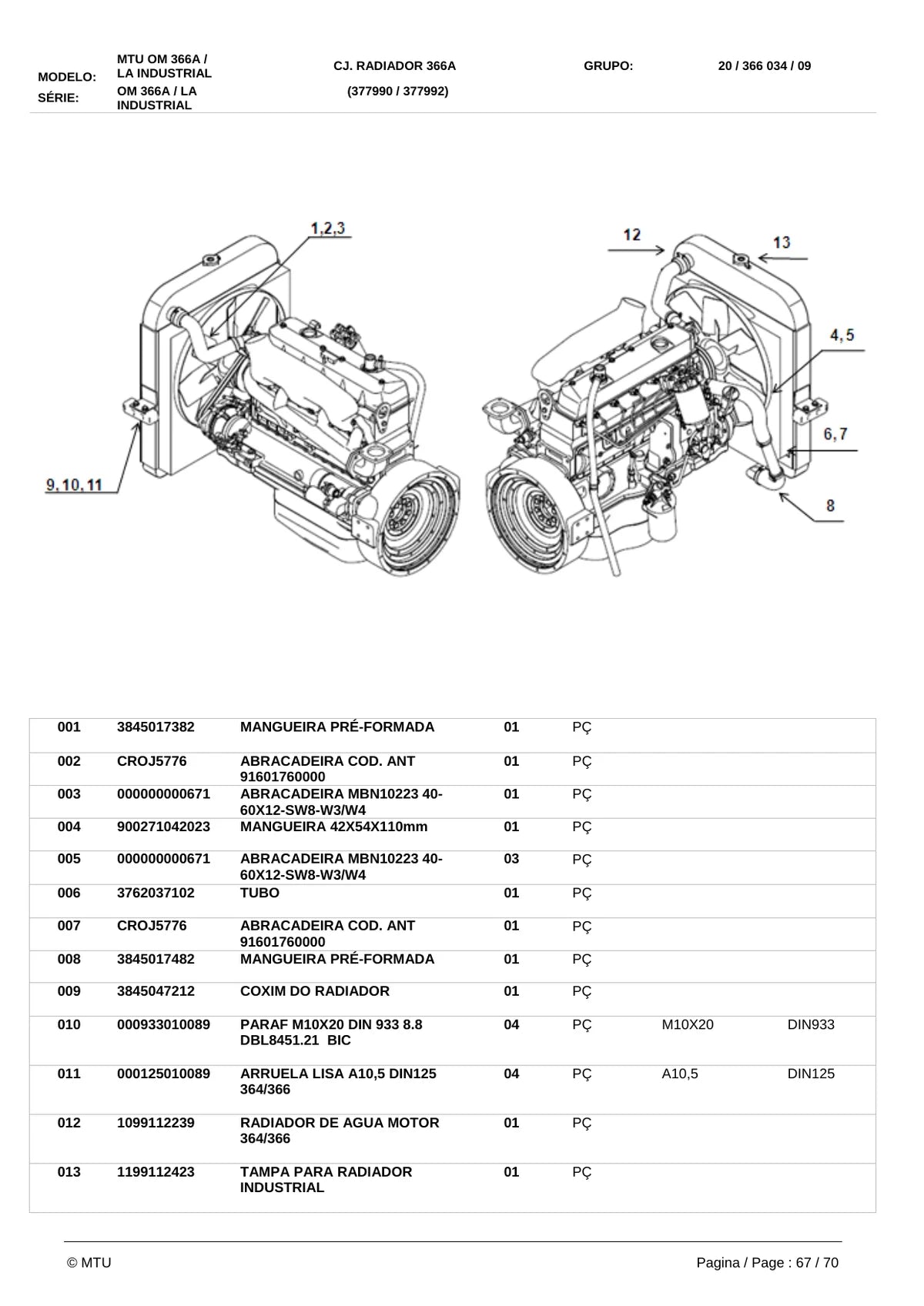 Motor Om 366A 366LA — motor, vista explodida 4