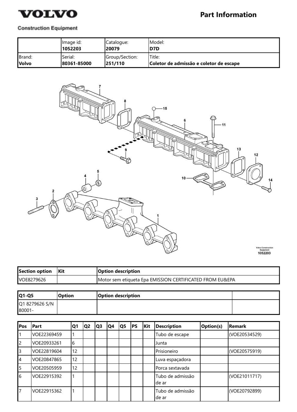 Catálogo de Peças Volvo D7D — Motor Volvo D7D com códigos VOE originais - print 2