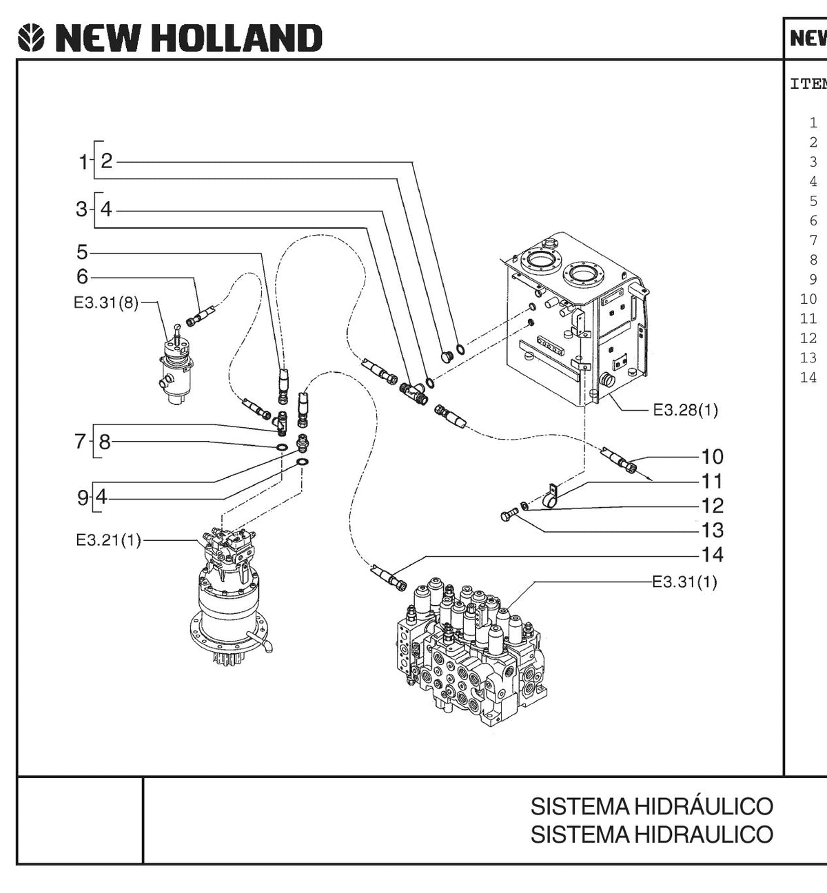 Vista explodida - Catálogo de Peças New Holland E215ME