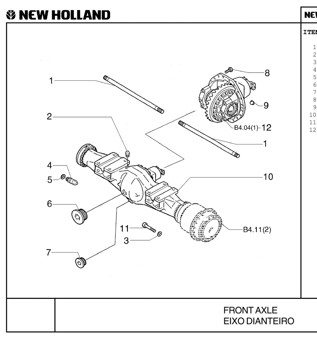 Vista explodida - Catálogo de Peças New Holland W200