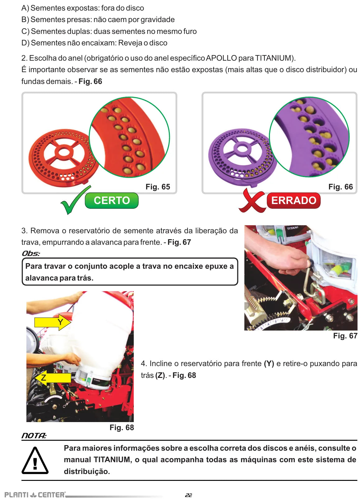 Página ilustrada do Manual de Instruções Planti Center Penta/G-4/Terraçu's com as posições numeradas