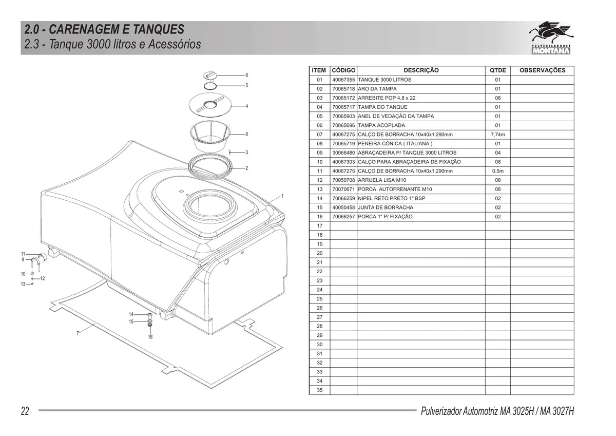 Parruda Pulverizador Automotriz Ma 3025H Ma 3027H — pulverizador, vista explodida 2