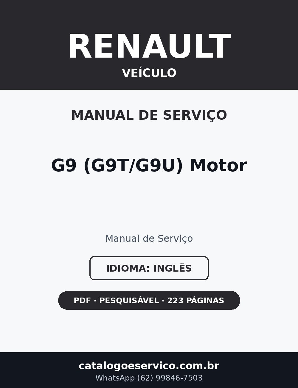 Manual de Serviço Renault G9 (G9T/G9U) Motor (Inglês)
