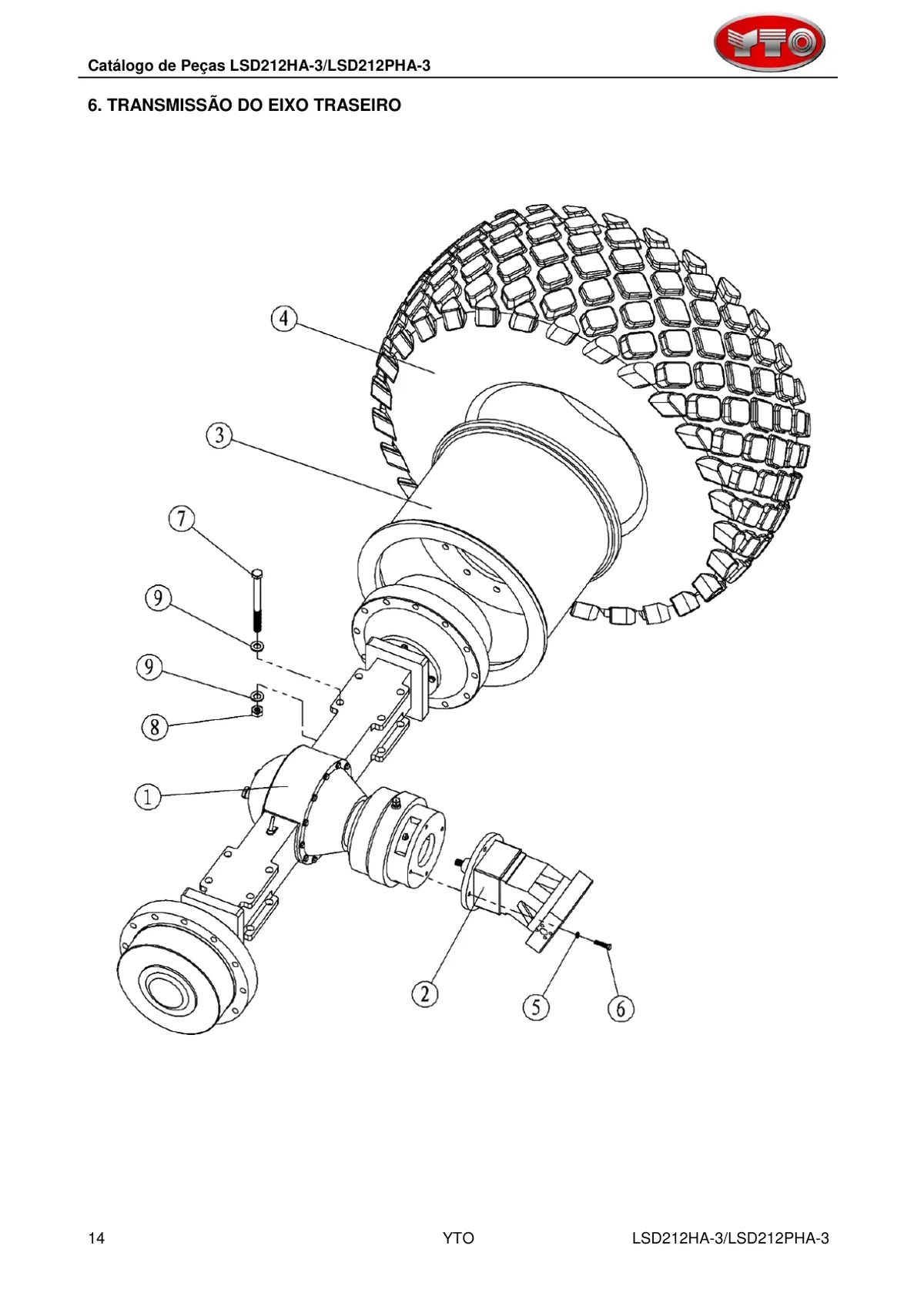 Yto Rolo Compactador LSD212HA 3 LSD212PHA 3 — rolo compactador, vista explodida 2