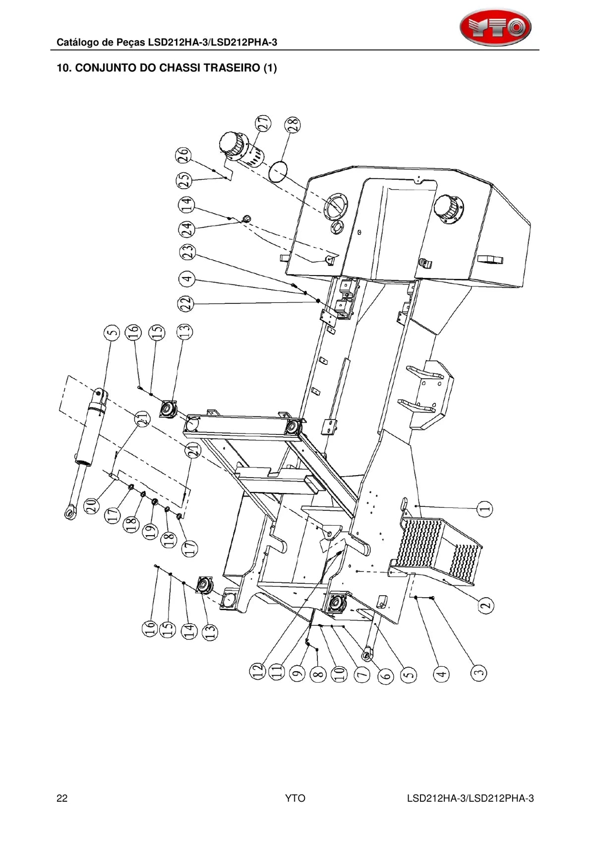 Yto Rolo Compactador LSD212HA 3 LSD212PHA 3 — rolo compactador, vista explodida 4