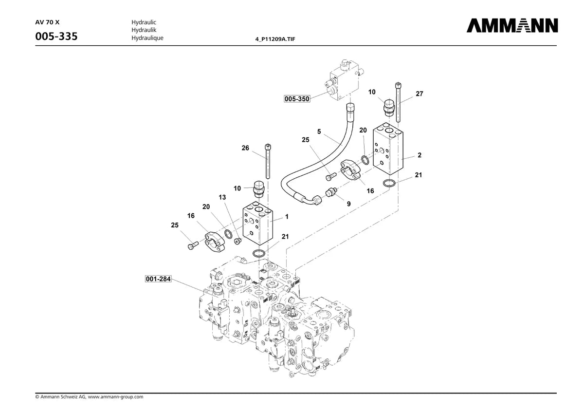 Ammann Rolo Compactador Monocilíndrico Av 70 X — rolo compactador, vista explodida 3
